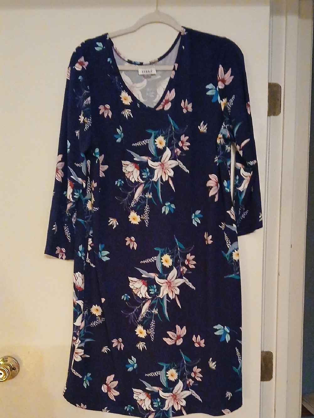 Serra Navy Floral Long Sleeve Dress